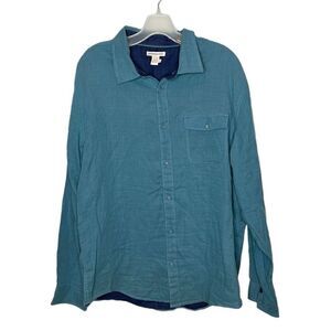 Carbon2Cobolt Teal Blue/Navy Button Down Shirt. Size Large.